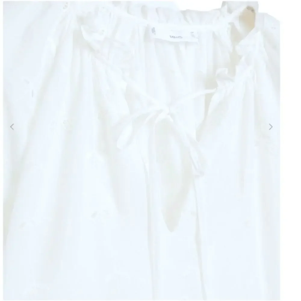 MANGO Open Work Detailed  Eyelet Dress White Size M